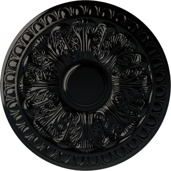Ekena Millwork Colton Ceiling Medallion (Fits Canopies up to 4 3/4"), Hand-Painted Black Pearl, 15 3/4"OD x 1 1/2"P CM15CNBPS - main